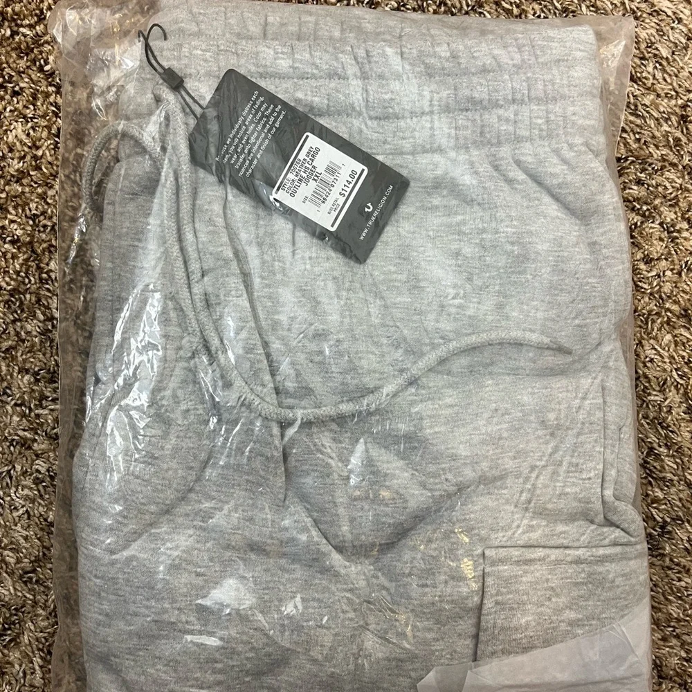 NWT True Religion Gray Joggers with Blue Logo
